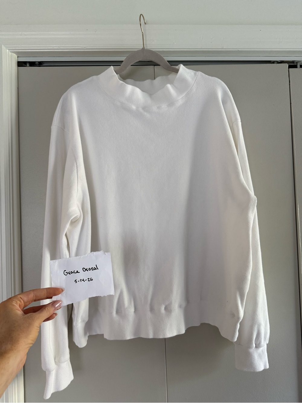 Parke White Ribbed Mockneck